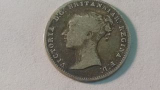 1856 Circulated Queen Victoria Silver 3 Pence photo