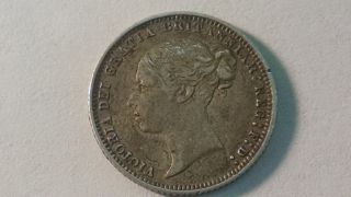 1874 Circulated 27 Mark Silver Queen Victoria Six Pence photo