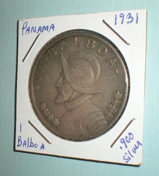 1931 1 Balboa Panama Silver Coin.  Low Mintage 200k photo