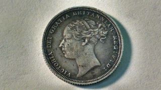 1881 Circulated Silver Queen Victoria Six Pence photo