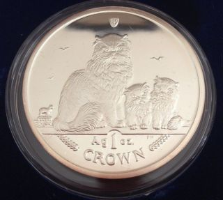 2005 Isle Of Man - Himalayan Cats 1oz.  999 Silver Proof Cat Coin With photo