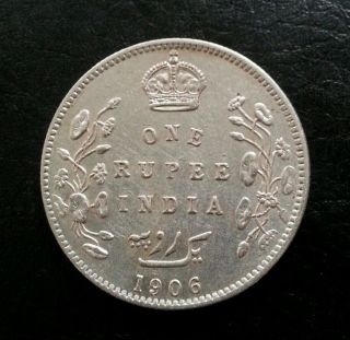 British India 1 Rupee King Edward Vii 1906 ' B ' L@@k Nr photo