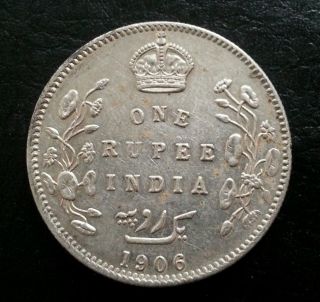 British India 1 Rupee King Edward Vii 1906 ' B ' Scarce L@@k Nr photo