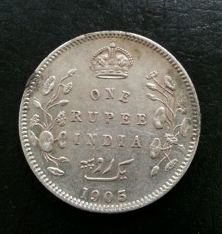 British India 1 Rupee King Edward Vii 1905 ' C ' L@@k Nr photo