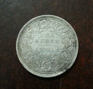 British India 1 Rupee Victoria Queen 1862 With 5 Dots 1867 ' B ' L@@k photo