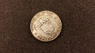 One 1947 Coin Panama 1/2 Balboa Silver 12.  3 Grams.  900 Silver photo