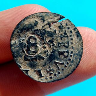 Very Rare Colonial Pirate Treasure Cobs 8 Maravedis Coin Spain Philip Felipe Iv photo