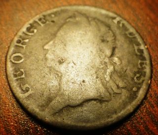17?? Great Britain George Rules North Wales Half Penny Evasion Coin photo