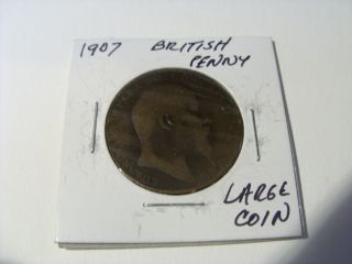Very Fine 1907 Large Great Britian Penny Coin (00) photo
