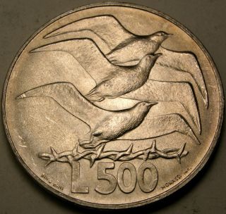 San Marino 500 Lire 1975 - Silver - Aunc - 1210 photo