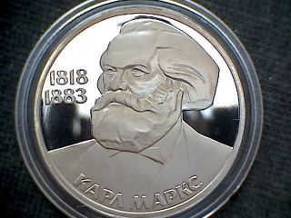 Russia Ussr 1983 Rouble,  Karl Marx Death Centennial,  Proof Capsule 1988h photo