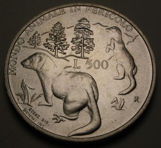 San Marino 500 Lire 1993 R - Silver - Wildlife Protection - Aunc 1101 photo