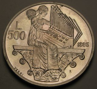 San Marino 500 Lire 1985r - Silver - European Music Year - Aunc 1102 photo