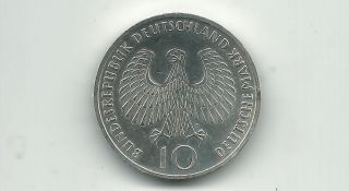 Germany 1972 F 10 Mark Silver Unc Coin photo