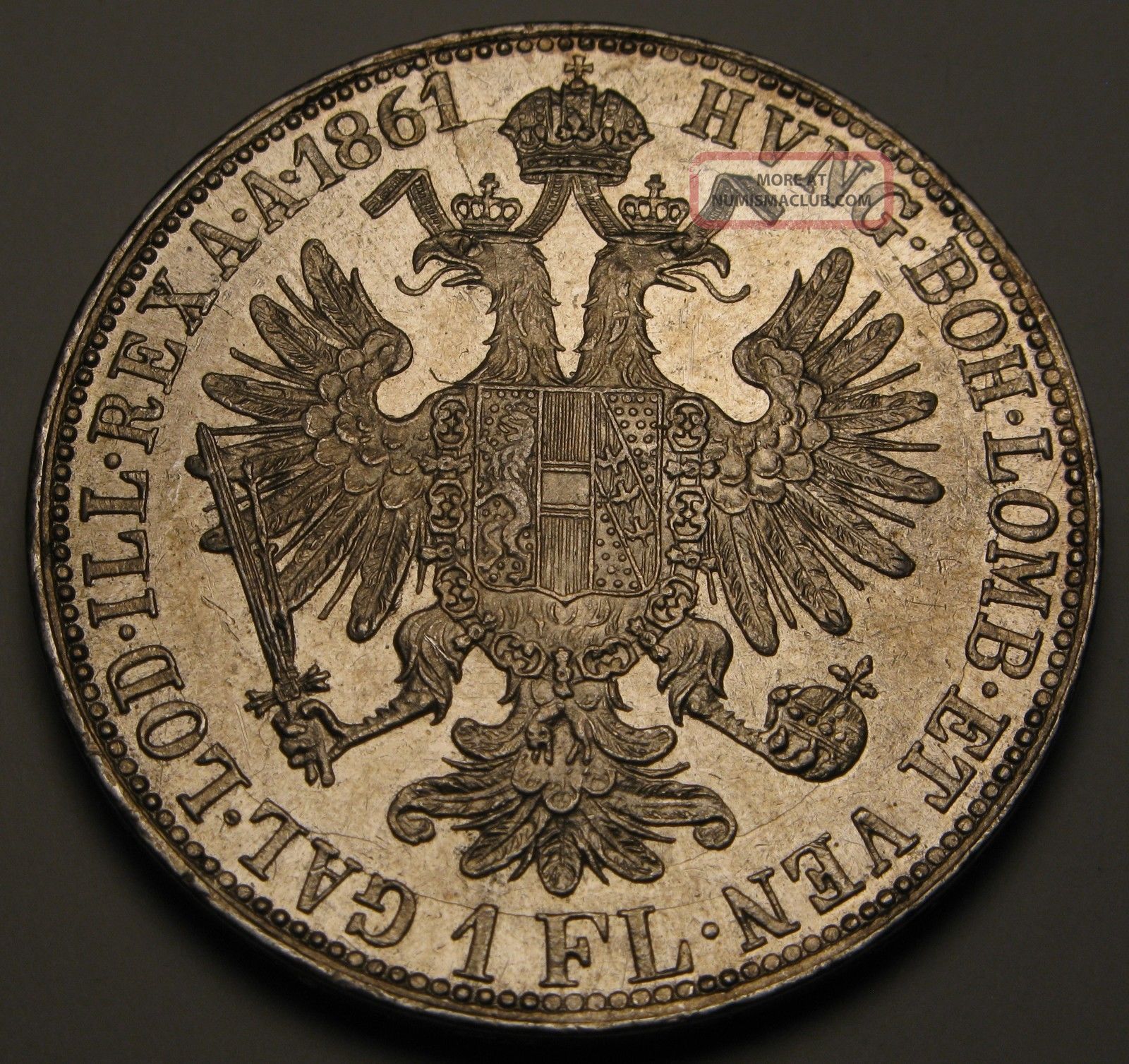 Austria 1 Florin 1861 A Silver Franz Joseph I Xf Aunc 1144
