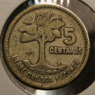 Guatemala - 5 Centavos - 1956 -.  720 Silver And.  0386 Oz Asw photo