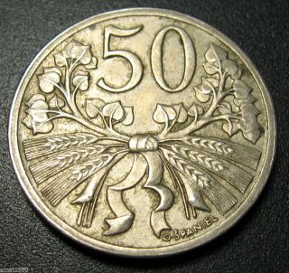 Czechoslovakia 50 Haleru Coin 1922 Km 2 photo