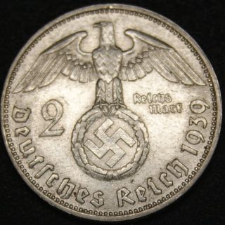 Third Reich Silver Coin 2 Reichsmark 1939 J photo