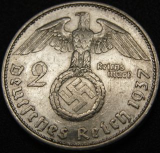 Third Reich Silver Coin 2 Reichsmark 1937 A photo