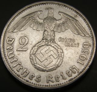 Third Reich Silver Coin 2 Reichsmark 1939 F photo
