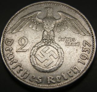 Third Reich Silver Coin 2 Reichsmark 1937 D photo
