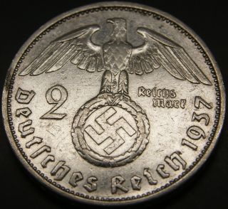 Third Reich Silver Coin 2 Reichsmark 1937 F photo