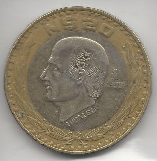 Mexico,  1993,  20 Nuevo Pesos,  Bi - Metallic,  Km 561,  Extra Fine photo