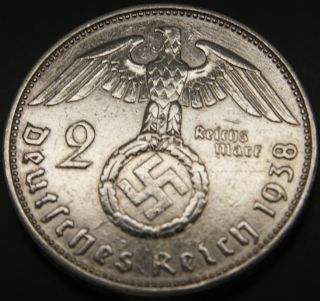 Third Reich Silver Coin 2 Reichsmark 1938 A photo