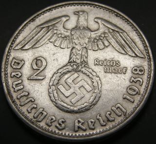 Third Reich Silver Coin 2 Reichsmark 1938 B photo