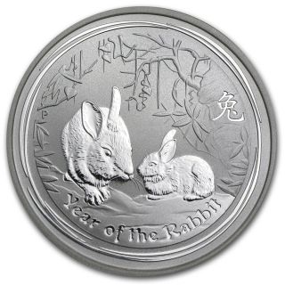 2011 Year Of The Rabbit 1/2 Oz.  Perth Lunar 2 Series.  999 Silver photo