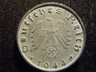 1944 - B - German - Ww2 - 10 - Reichspfennig - Germany - Nazi Coin - Swastika - World - Ab - 3021 - Cent photo