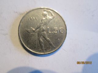 50 Lire Italy 1954 Coin Antique And Rare 100 See My photo