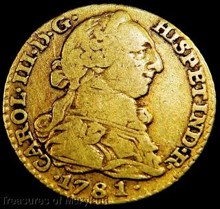 Madrid Early $2 Gold Coin 1781 Spanish Colonial 1 Escudo Doubloon (am5) photo