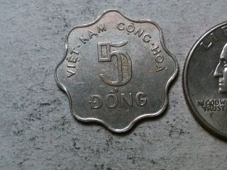 Vietnam 5 Dong 1966 Coin Vietnam War Era Issue.  Scalloped Shape photo