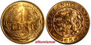 Netherlands Antilles Bronze 1965 1 Cent Gem Bu Km 1 photo