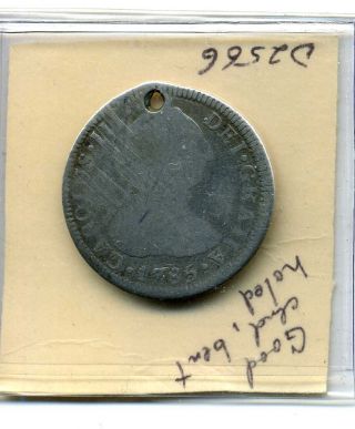 Mexico 2 Reales 1785 - Mo, .  903 Silver,  Good photo