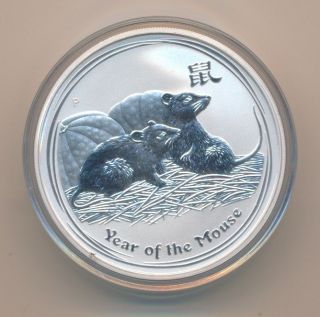 2008 Australia 1 Oz Silver Proof Year Rat Mouse 1 Dollar Lunar Chinese Series 2 photo