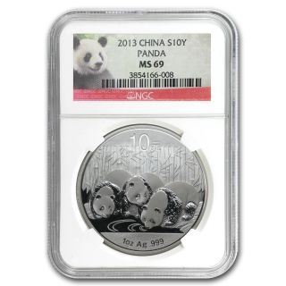 2013 1 Oz Silver Chinese Panda Coin - Ms - 69 Ngc - Sku 75740 photo