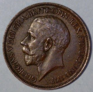 Great Britain 1/2 Penny 1918 Extremely Fine,  Copper Coin - King George V photo