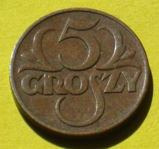Old Coin Of Poland - 5 Groszy 1937 Ii Republic photo