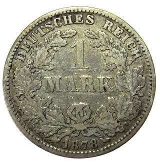 Germany,  Empire 1 Mark,  1878 E Silver Coin photo