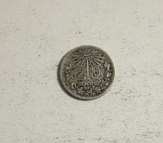 1937 Mexico 20 Centavos Twenty Cents Silver Mexican Coin photo