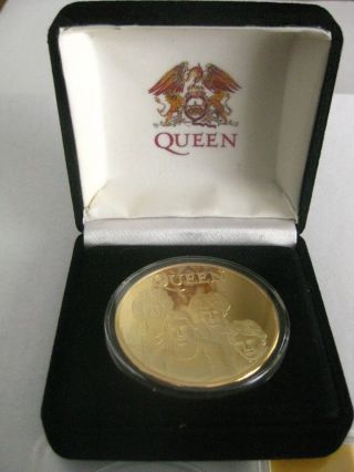 Queen Rock Band Gold Plated Coin Uncirculated Medal W Velvet Box Freddie Mercury photo