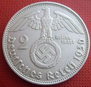 Extremely Rare 1936 D 2 Mark Silver German Coin Ww2 Big Wreath (sne44) 5 photo