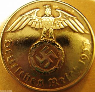 Nazi German 5 Reichspfennig 1937 - A Coin Third Reich Eagle Swastika Wwii photo