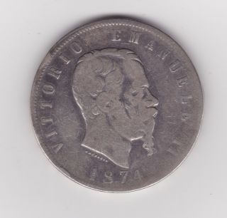 1874 5 Lire Italy: Silver photo