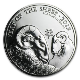 2015 Great Britain 1 Oz 999 Silver Year Of The Goat Gem Coin $9.  99 photo
