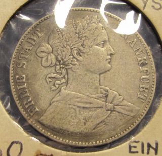 1860 German States Frankfurt Ein Vereinsthaler Thaler Silver 1 - 1/4 