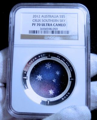 Australia 2012 $5 Crux Southern Sky Domed 1 Oz Proof Silver Coin Ngc 70 photo