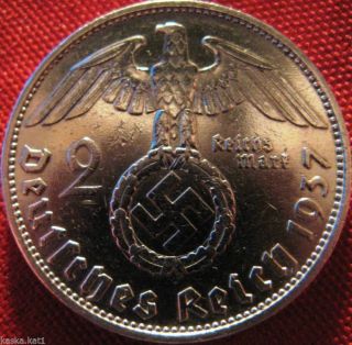 Nazi German 2 Reichsmark Silver 1937 - A Coin Third Reich Eagle Swastika photo